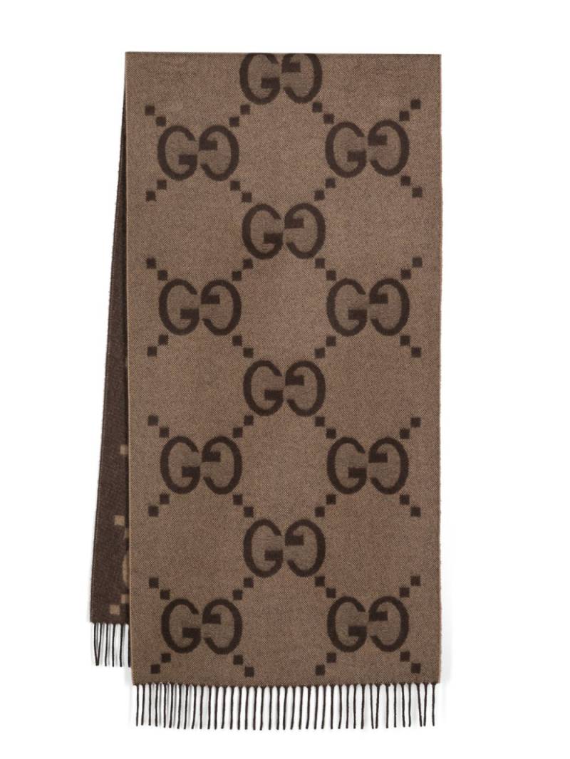 Gucci GG Damier-jacquard scarf - Brown von Gucci