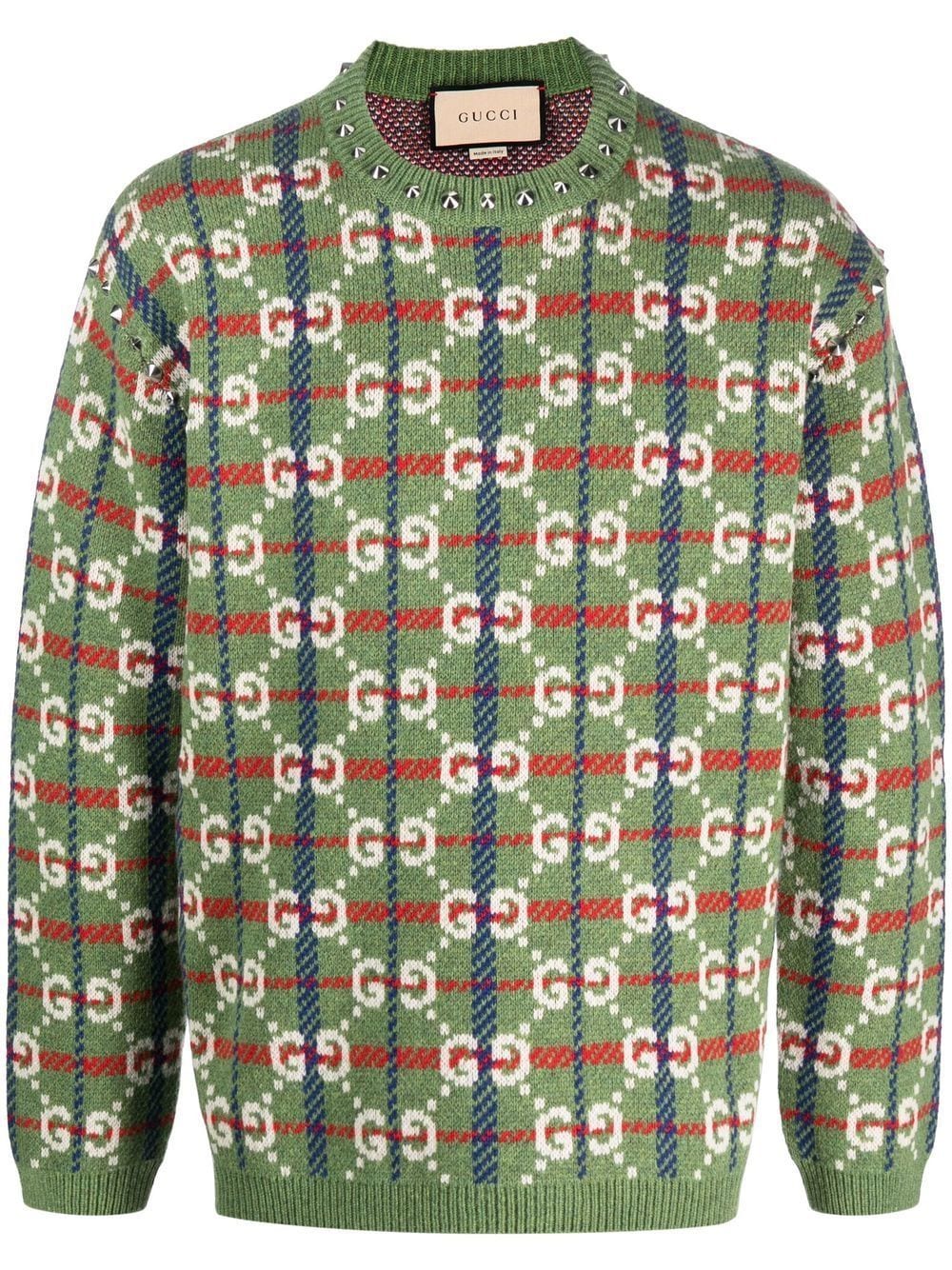 Gucci GG check intarsia-knit jumper - Green von Gucci