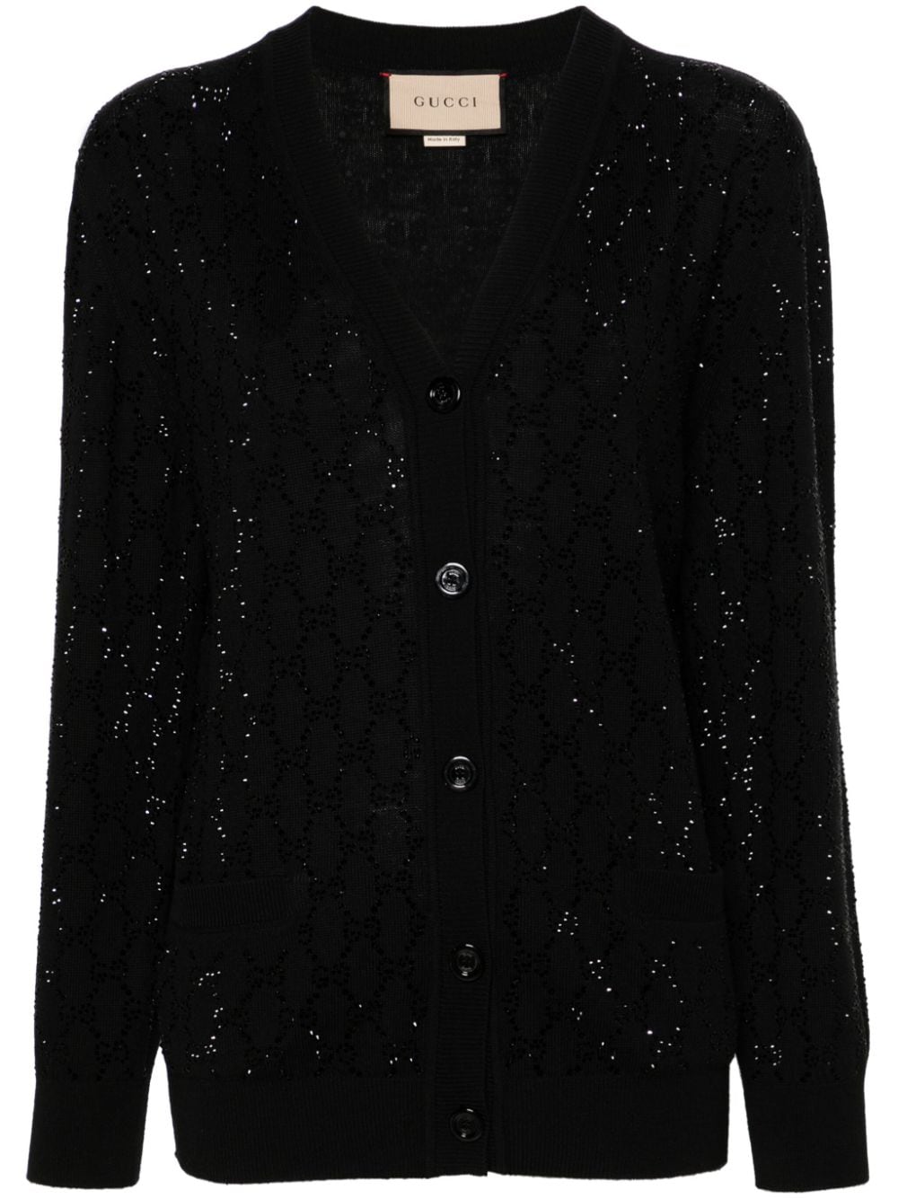 Gucci GG crystal-embellished wool cardigan - Black von Gucci