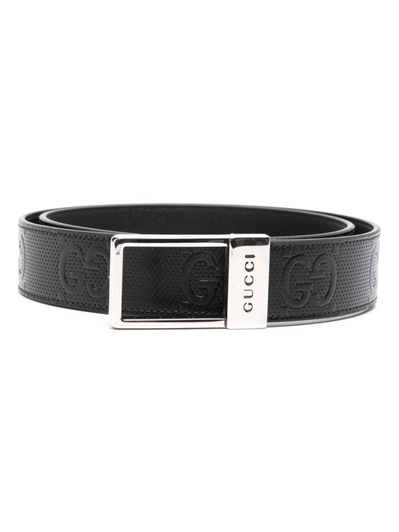 Gucci GG-embossed leather belt - Black von Gucci