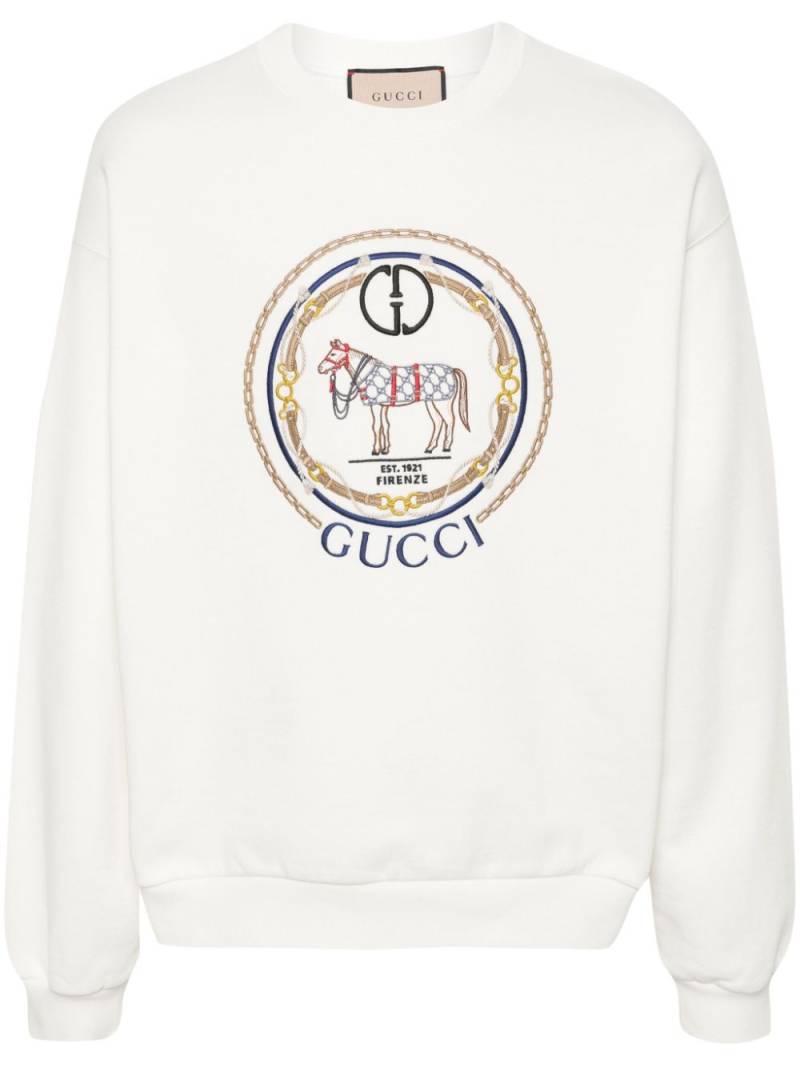 Gucci GG-embroidered cotton sweatshirt - Neutrals von Gucci