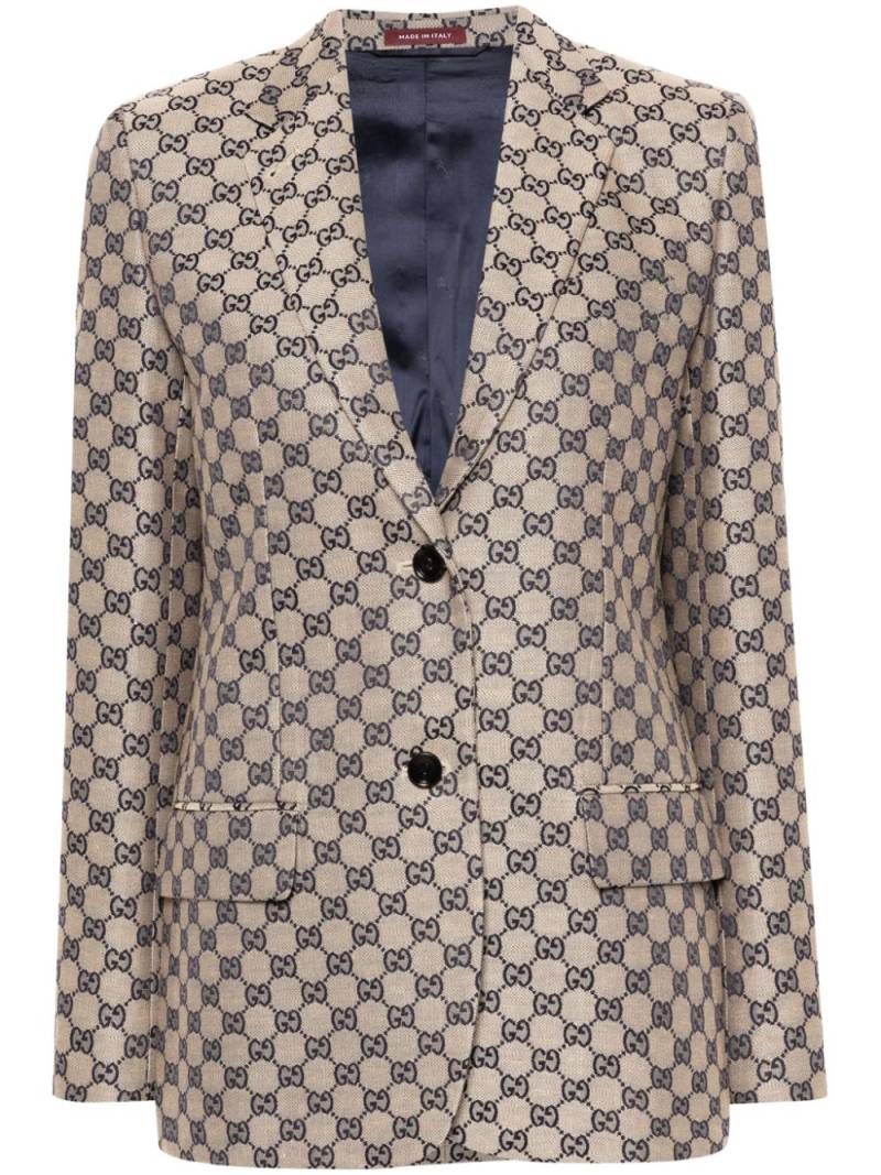 Gucci GG-embroidered single-breasted blazer - Neutrals von Gucci