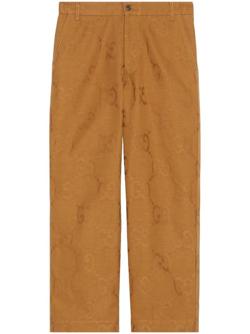 Gucci GG-jacquard cotton straight trousers - Brown von Gucci