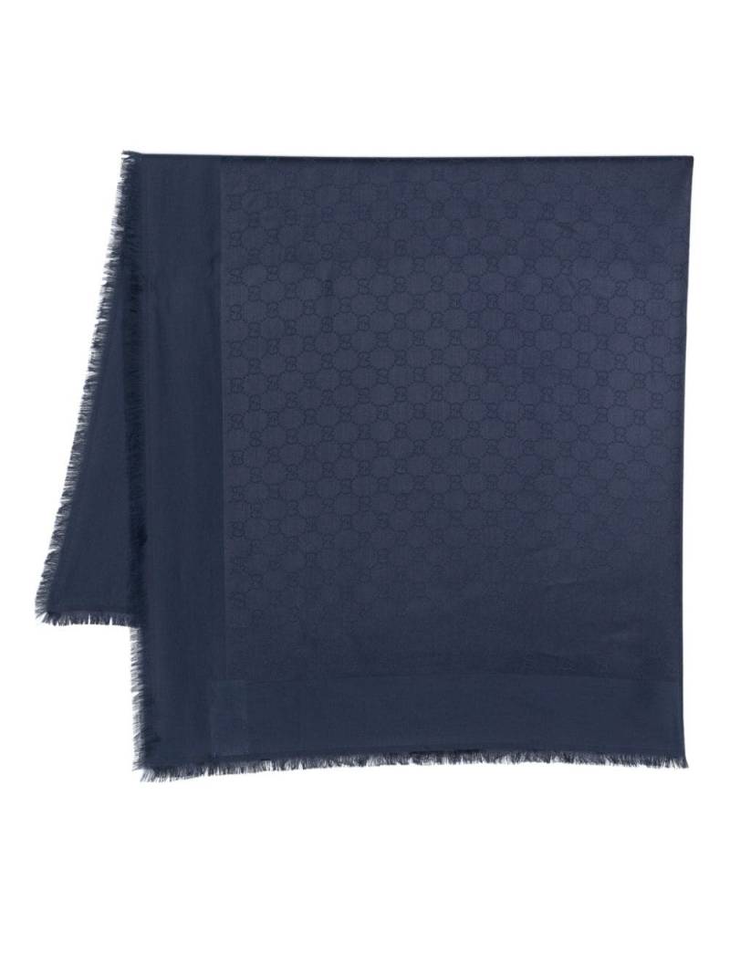 Gucci GG-jacquard frayed scarf - Blue von Gucci