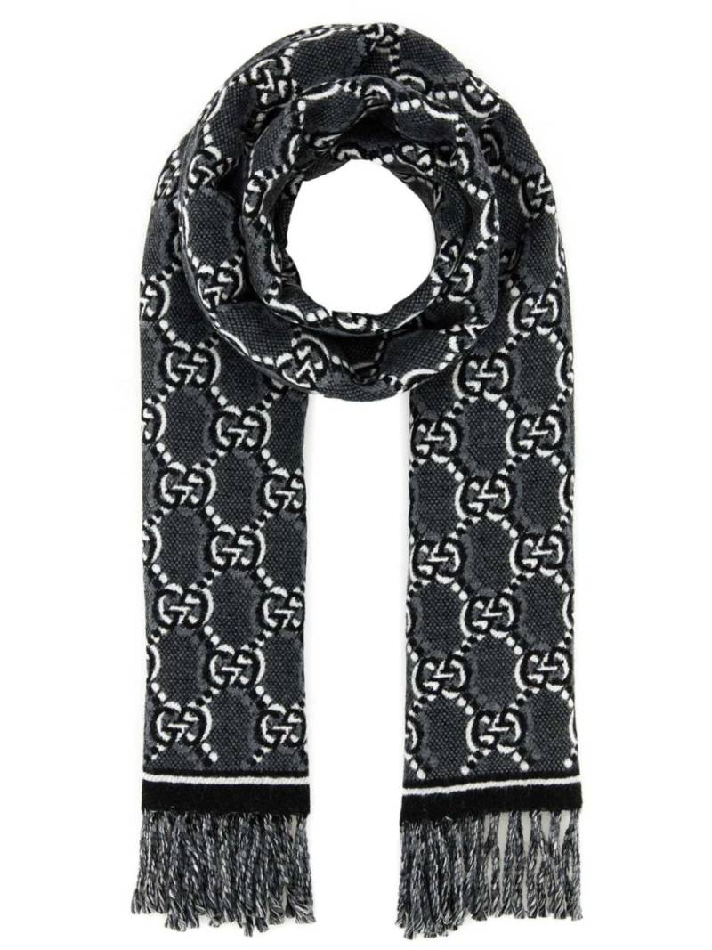 Gucci GG-jacquard frayed scarf - Grey von Gucci