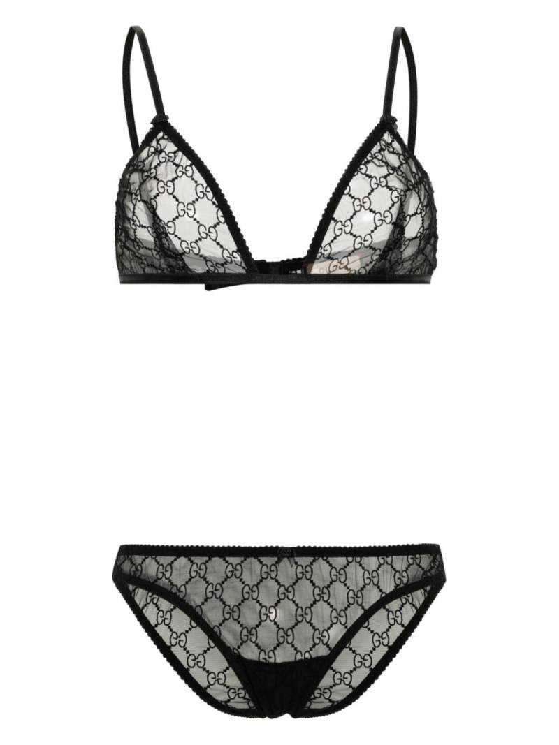 Gucci GG embroidered tulle lingerie set - Black von Gucci