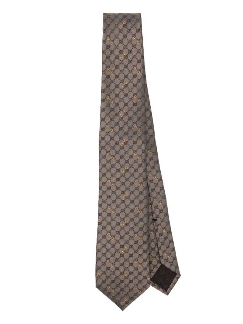 Gucci GG jacquard silk tie - Brown von Gucci