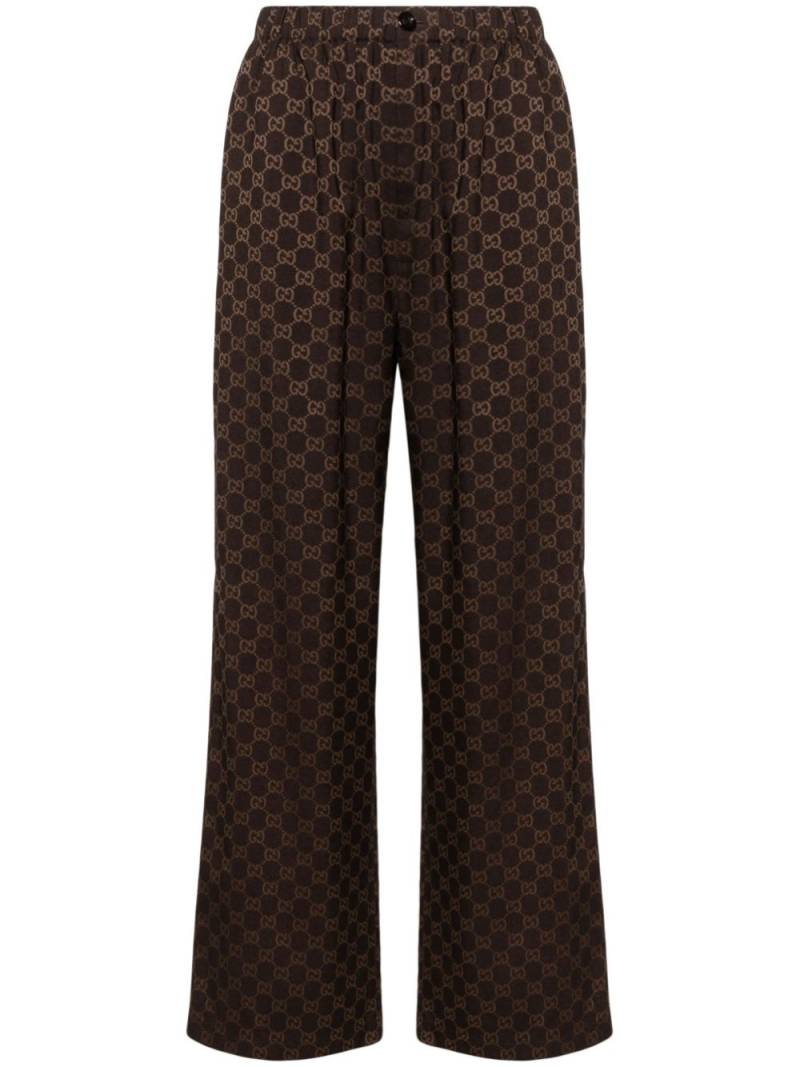 Gucci GG-jacquard straight-leg trousers - Brown von Gucci