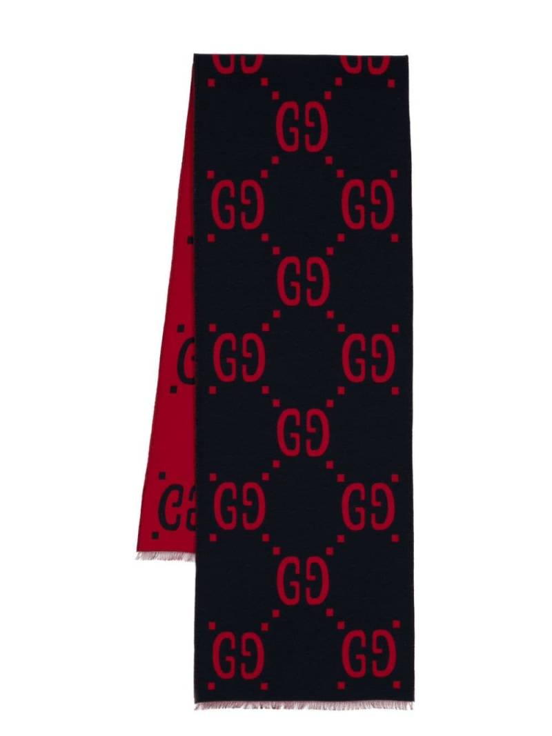 Gucci GG jacquard fringed scarf - Blue von Gucci