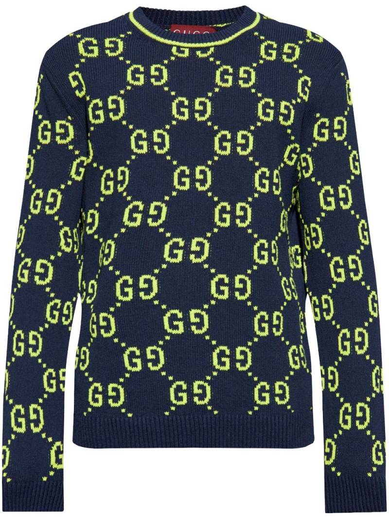 Gucci GG-logo cotton-jacquard jumper - Blue von Gucci