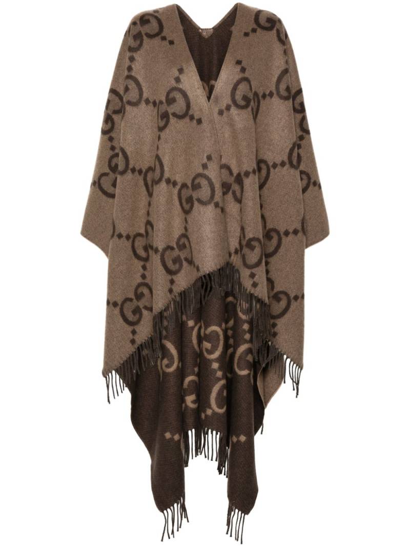 Gucci Jumbo GG-jacquard cashmere cape - Brown von Gucci