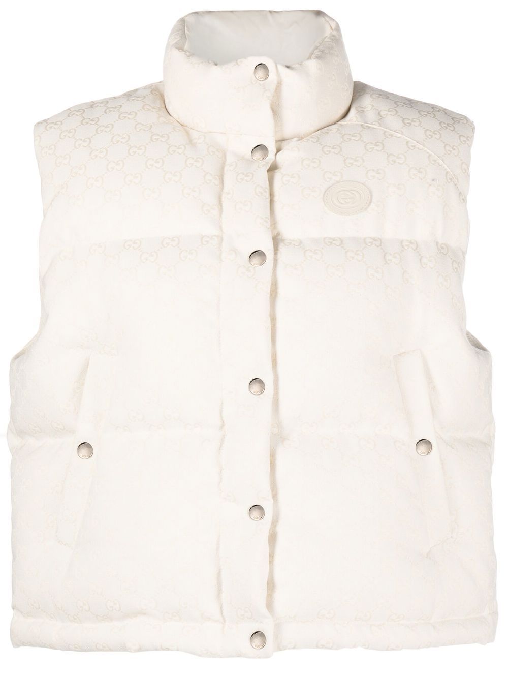 Gucci GG-pattern canvas puffer vest - White von Gucci