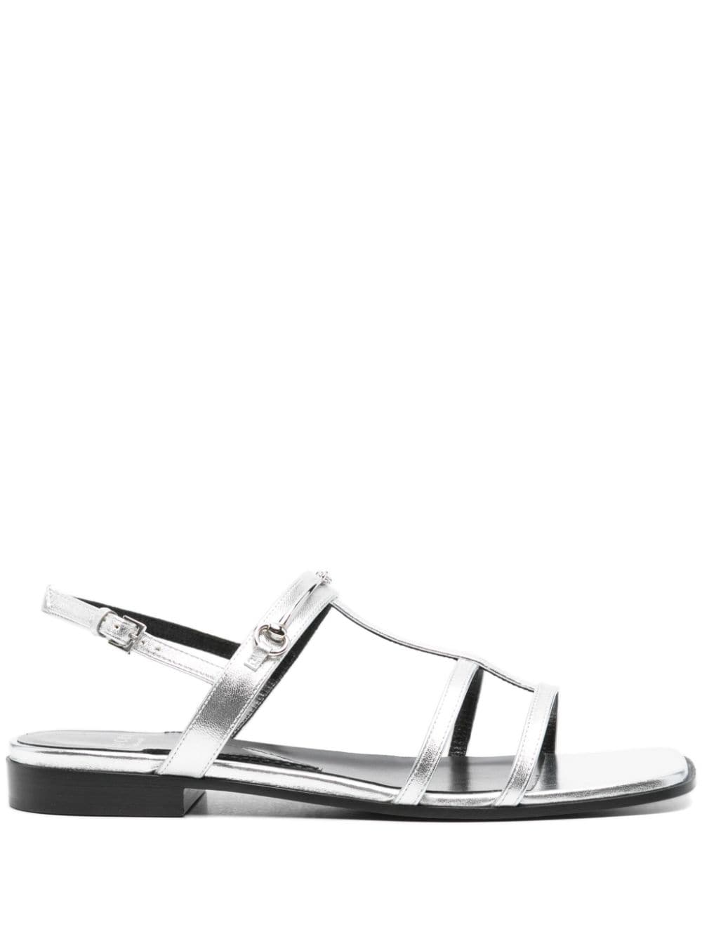 Gucci Horsebit caged metallic leather sandals - Silver von Gucci