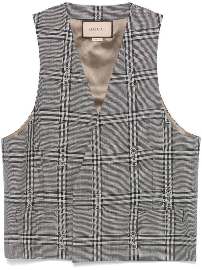 Gucci Horsebit-check wool waistcoat - Grey von Gucci