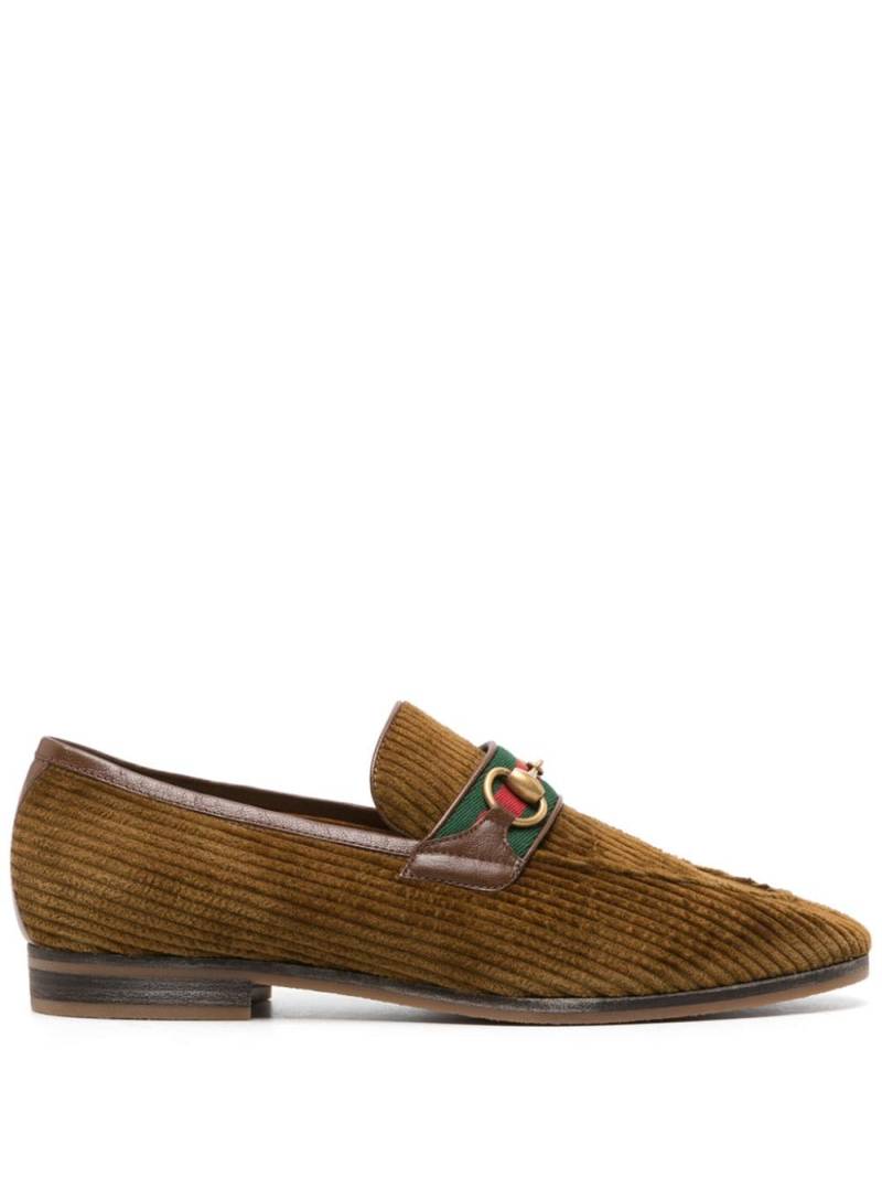 Gucci Horsebit-detail corduroy leather loafers - Brown von Gucci