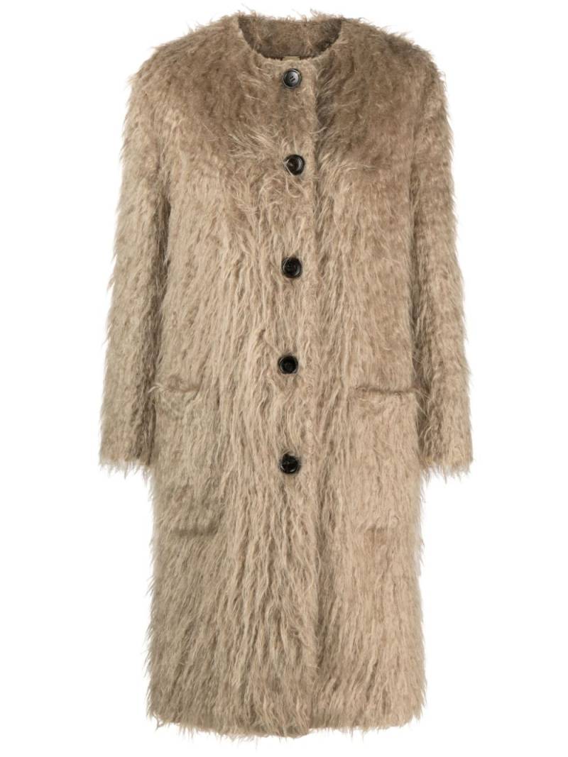 Gucci Horsebit-embellished faux-fur coat - Neutrals von Gucci