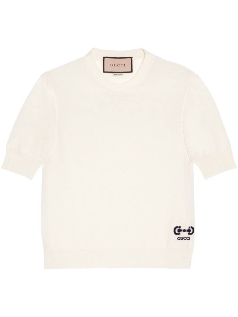 Gucci Horsebit-intarsia wool T-shirt - White von Gucci