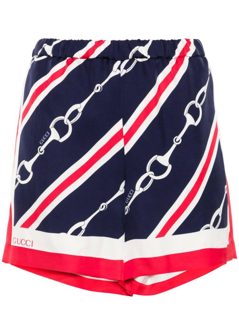 Gucci Horsebit-motif satin shorts - Blue von Gucci