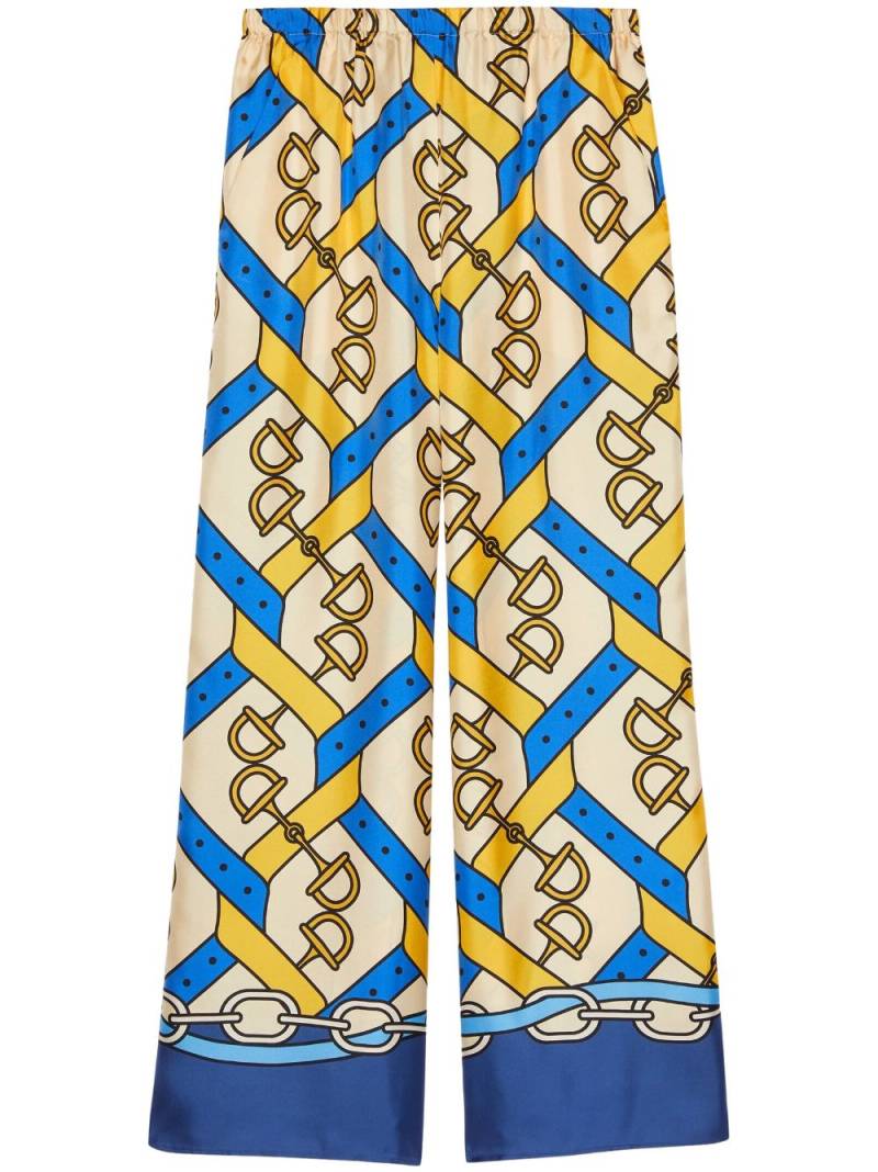 Gucci Horsebit-print silk pants - Yellow von Gucci