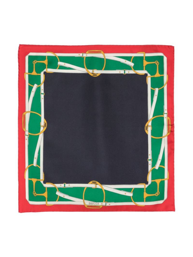 Gucci Horsebit-print silk pocket square - Blue von Gucci