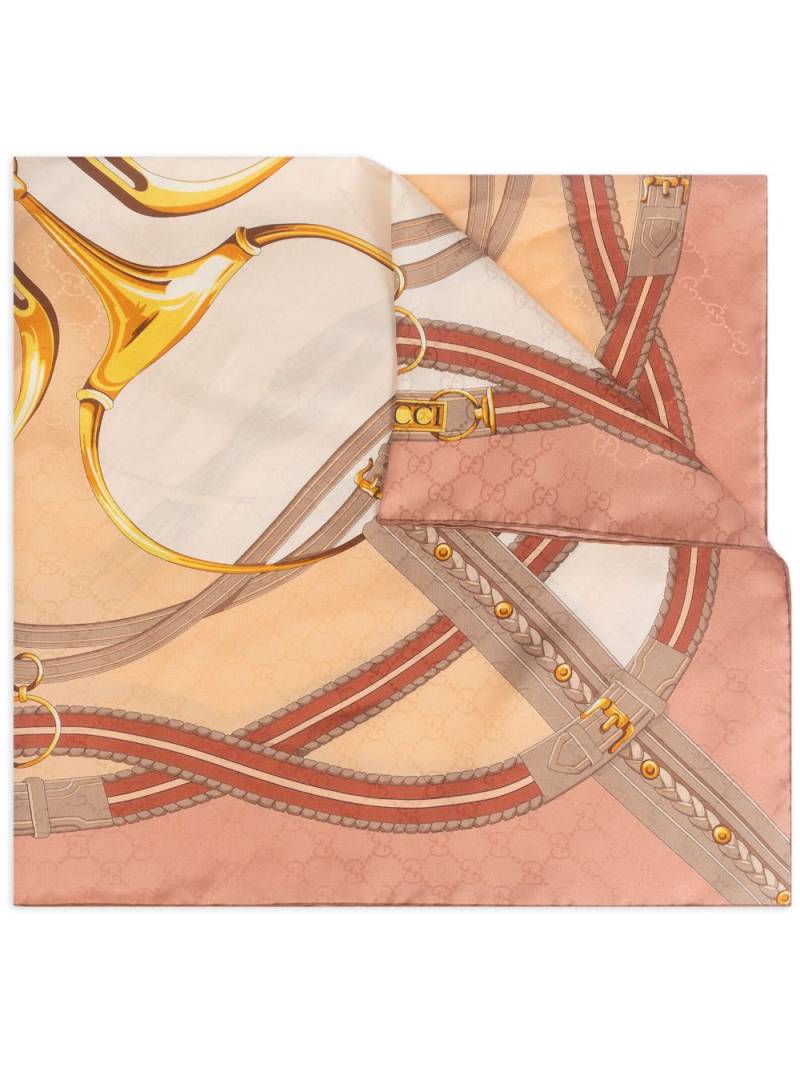 Gucci Horsebit-print silk scarf - Pink von Gucci