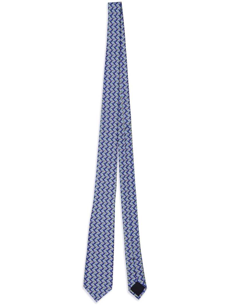 Gucci Interlocking G belt-print tie - Blue von Gucci