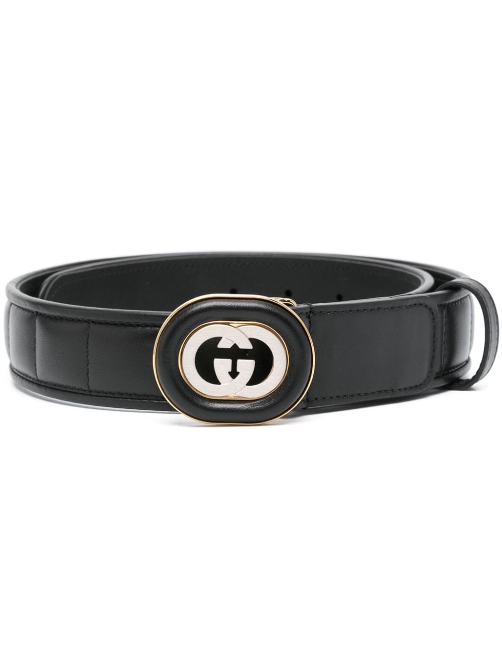 Gucci Interlocking G-buckle padded belt - Black von Gucci