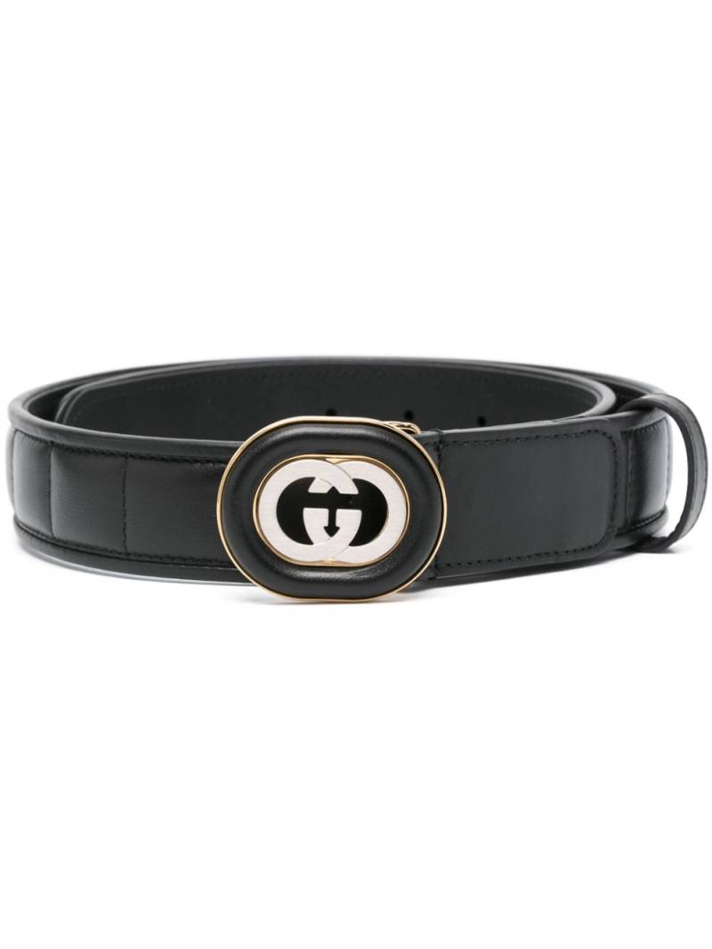 Gucci Interlocking G-buckle padded belt - Black von Gucci