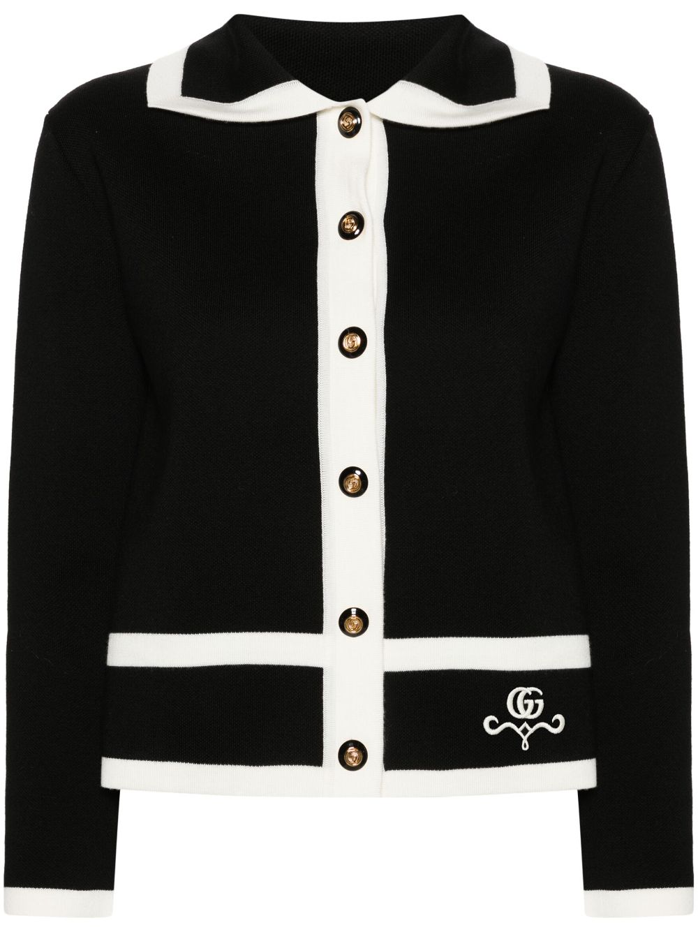 Gucci Interlocking G-embroidered wool cardigan - Black von Gucci