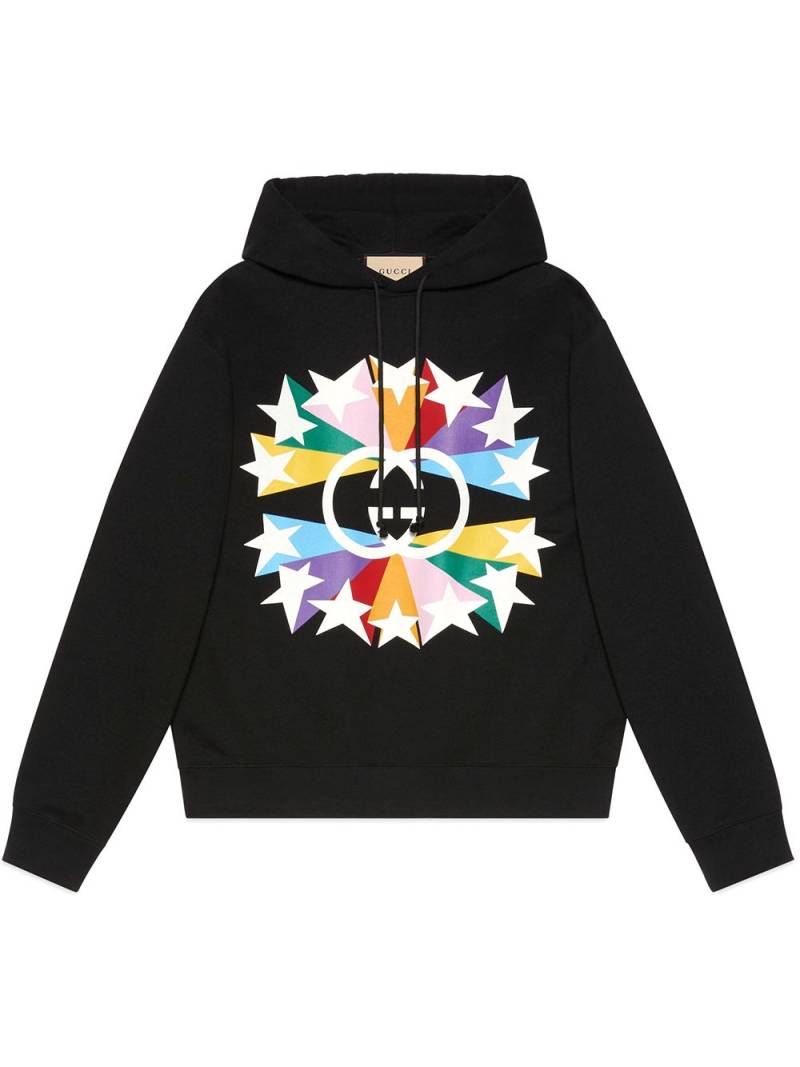 Gucci Interlocking G graphic-print hoodie - Black von Gucci