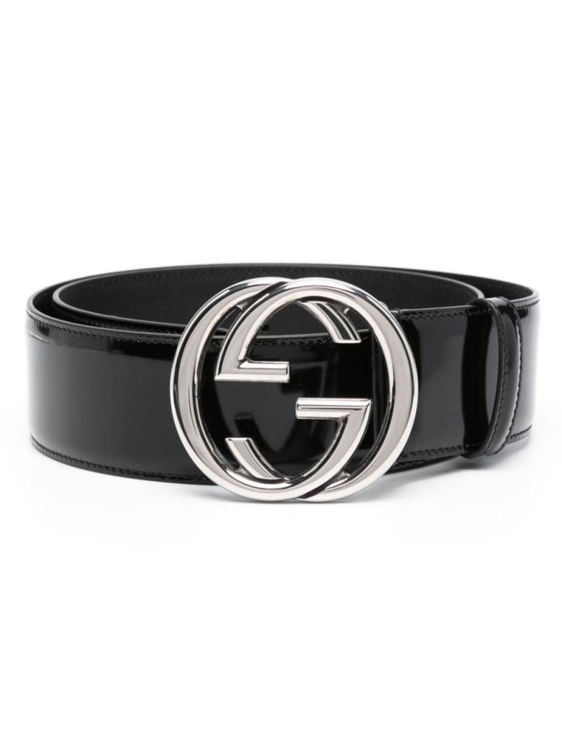 Gucci Interlocking G leather belt - Black von Gucci