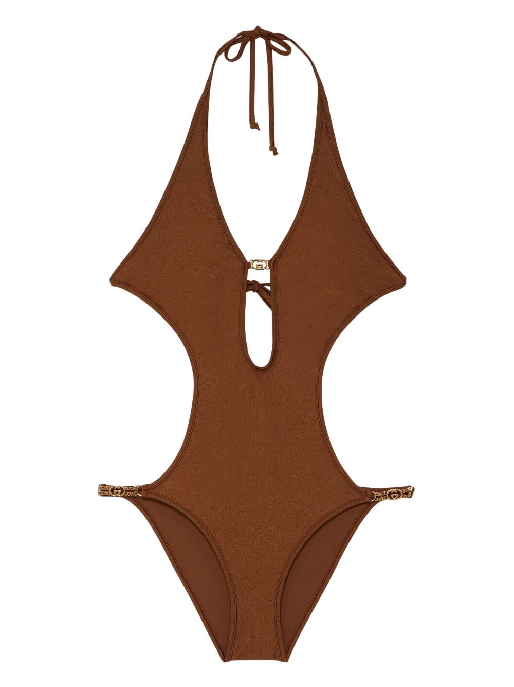 Gucci Interlocking G metallic-finish swimsuit - Brown von Gucci