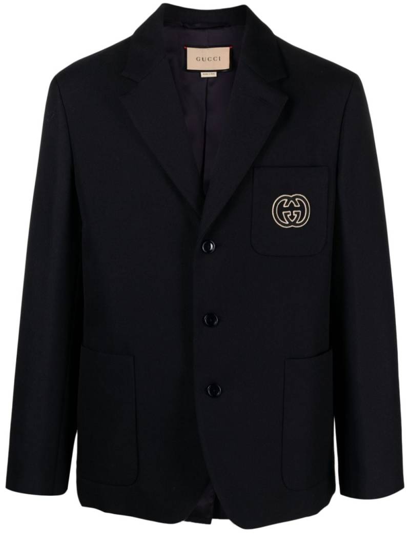 Gucci Interlocking-G-motif padded blazer - Blue von Gucci