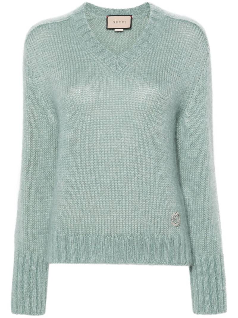 Gucci Interlocking G rhinestoned jumper - Green von Gucci