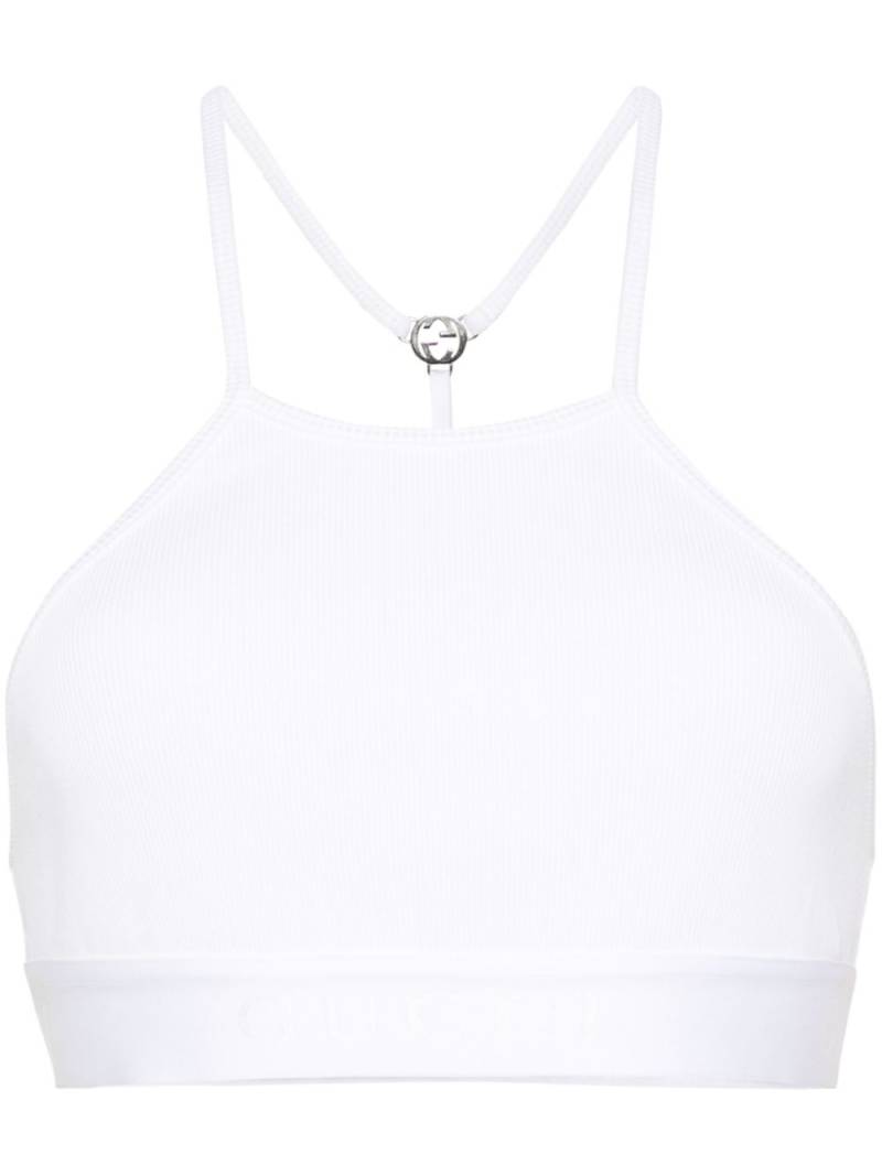 Gucci Interlocking G ribbed cropped top - White von Gucci