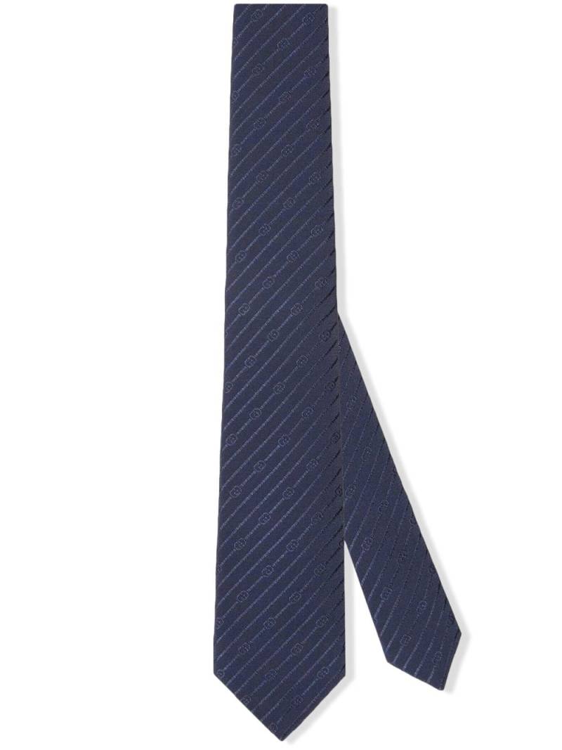 Gucci Interlocking G silk crepe tie - Blue von Gucci