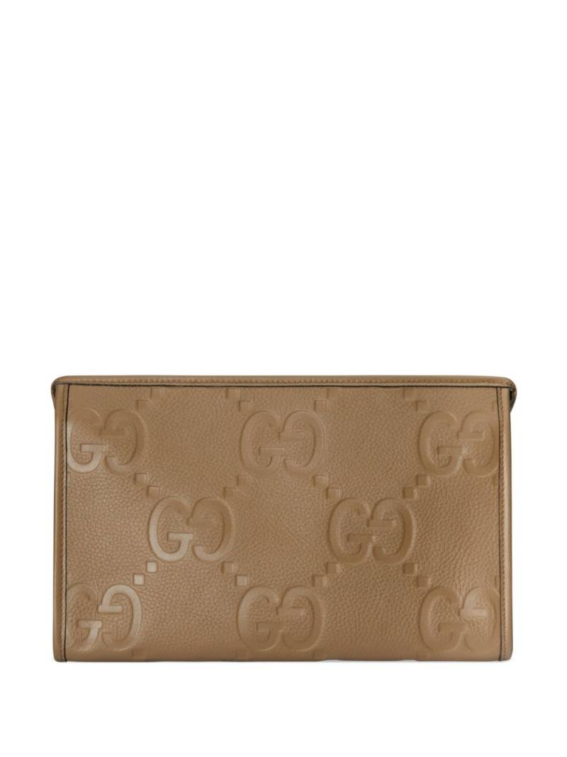 Gucci Jumbo GG leather pouch - Neutrals von Gucci