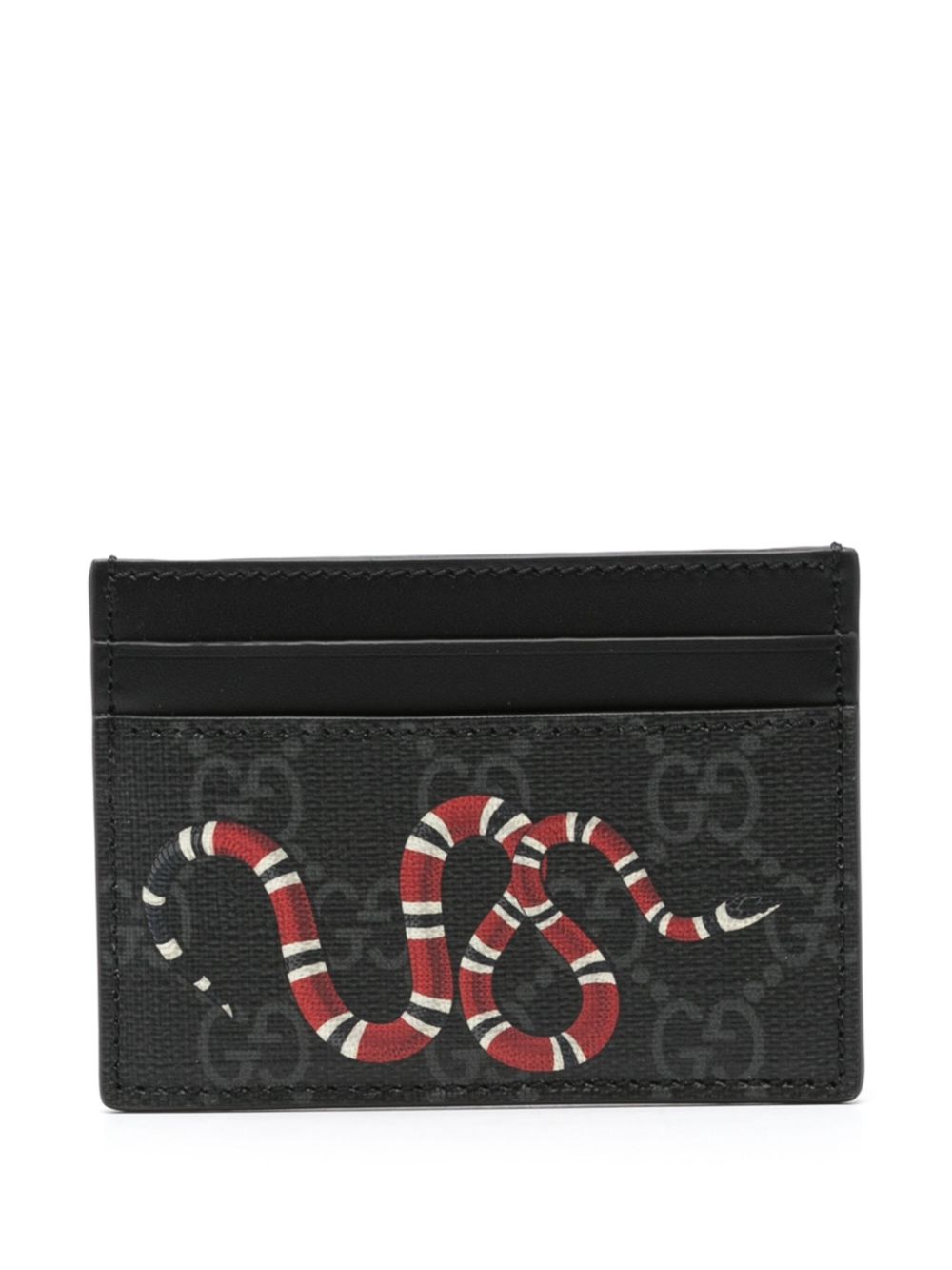 Gucci Kingsnake-print leather card holder - Black von Gucci