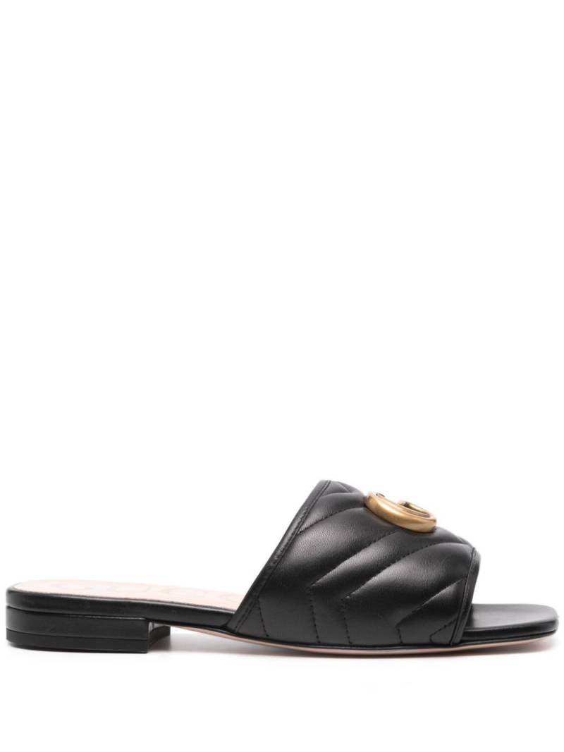 Gucci Double G leather slides - Black von Gucci