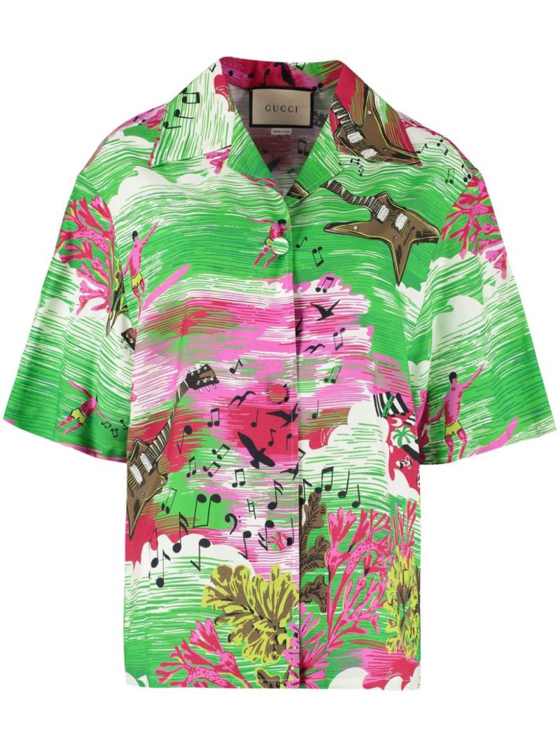 Gucci Music Ocean printed shirt - Green von Gucci