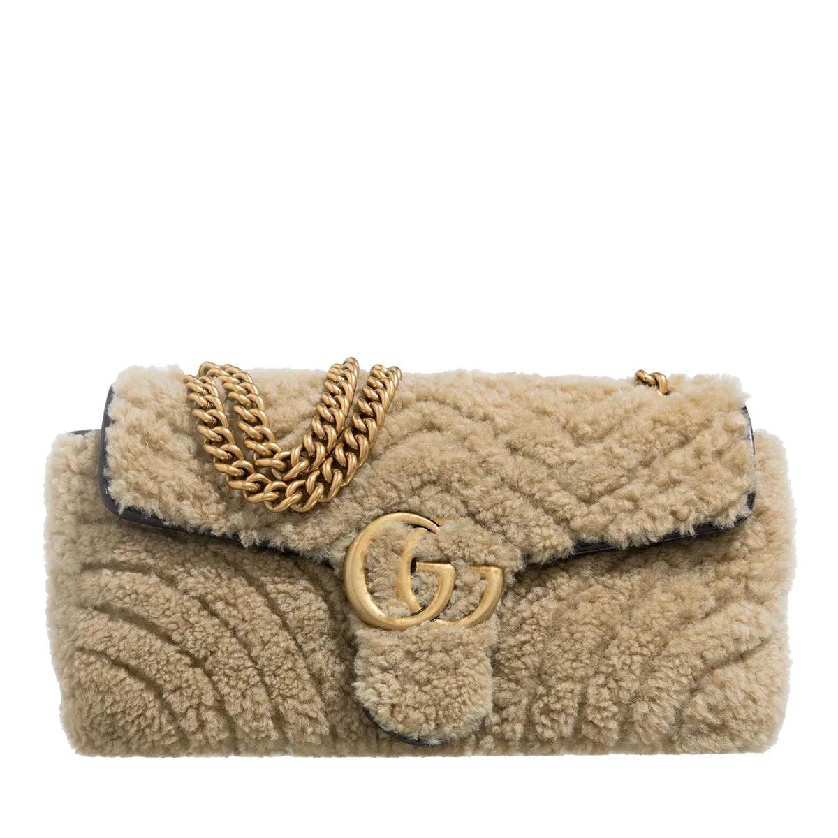 Gucci Schultertasche - Shearling Small Marmont Shoulder Bag - Gr. unisize - in Beige - für Damen von Gucci