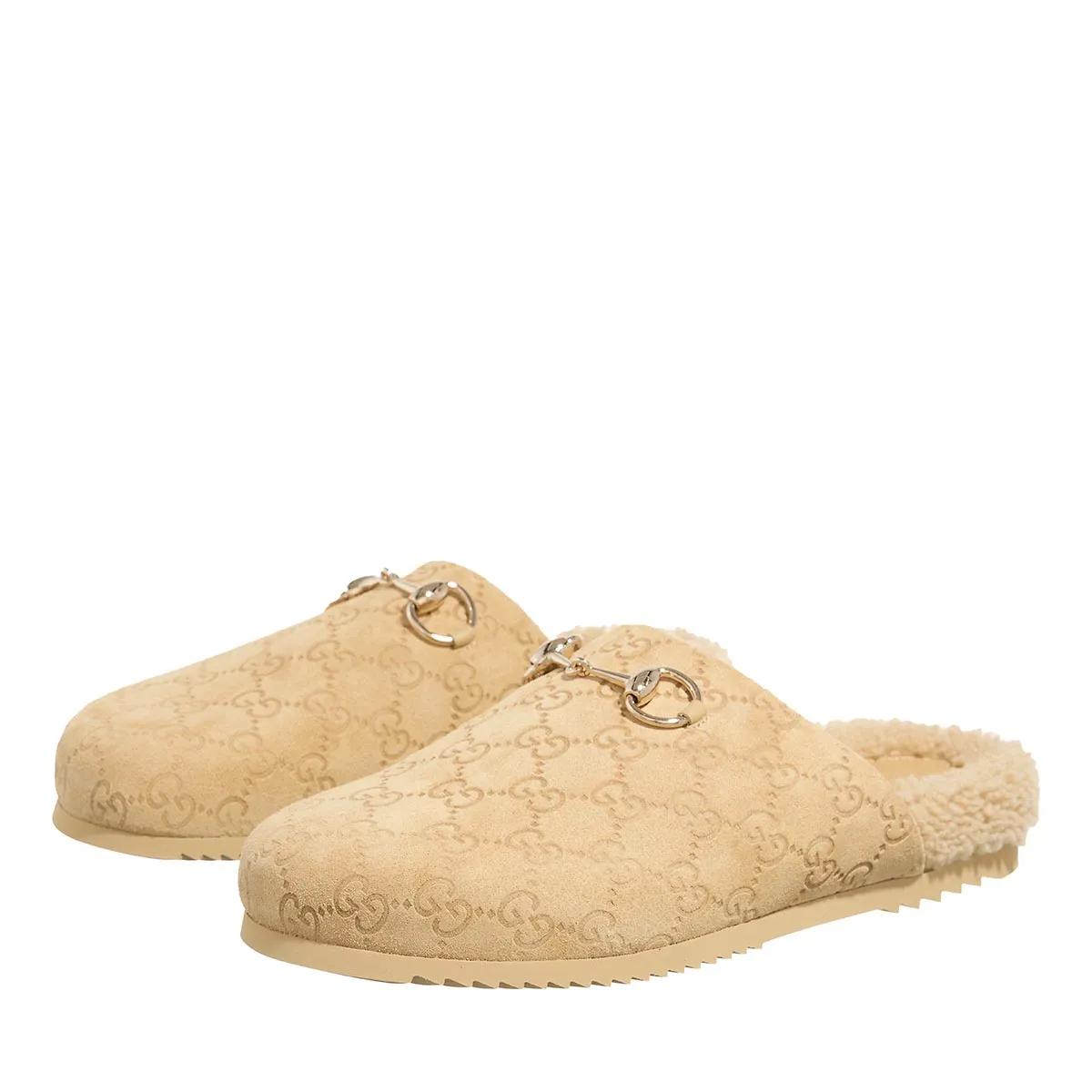 Gucci Slipper & Pantoletten - GG Suede Mules - Gr. 36 (EU) - in Beige - für Damen von Gucci