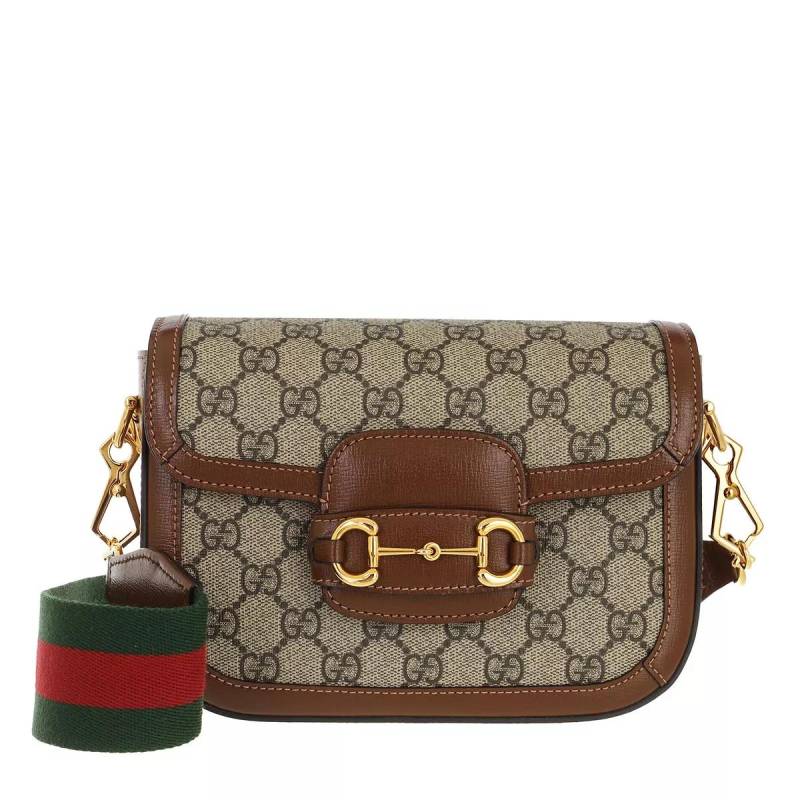 Gucci Schultertasche - Mini GG Supreme Horsebit 1955 Crossbody Bag - Gr. unisize - in Beige - für Damen von Gucci