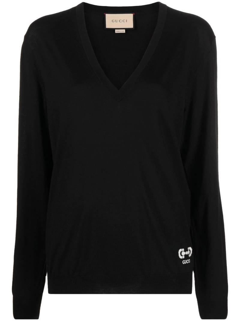 Gucci V-neck wool jumper - Black von Gucci