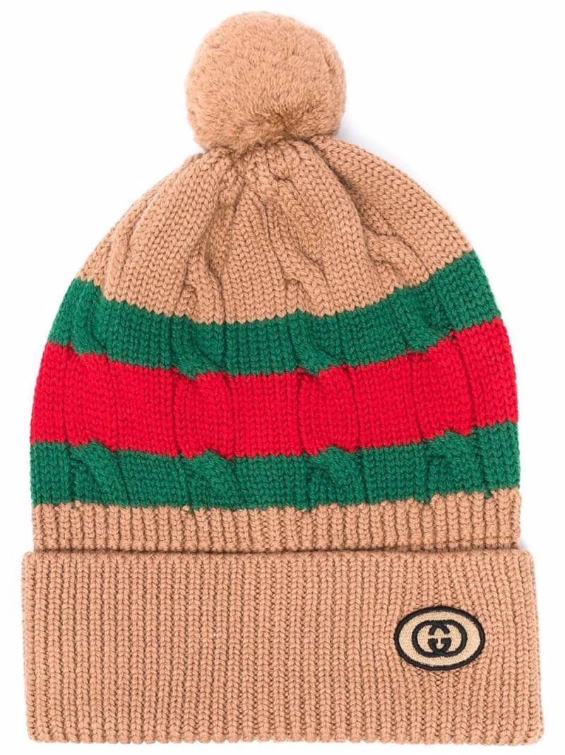 Gucci Web Stripe wool beanie - Neutrals von Gucci