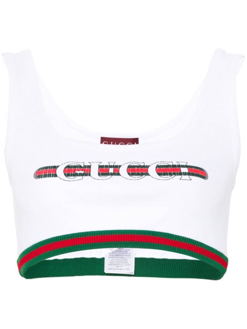 Gucci Web-detail ribbed crop top - White von Gucci