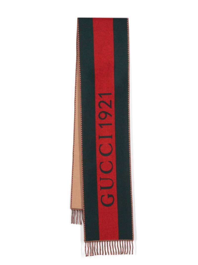 Gucci logo-jacquard Web-stripe scarf - Green von Gucci