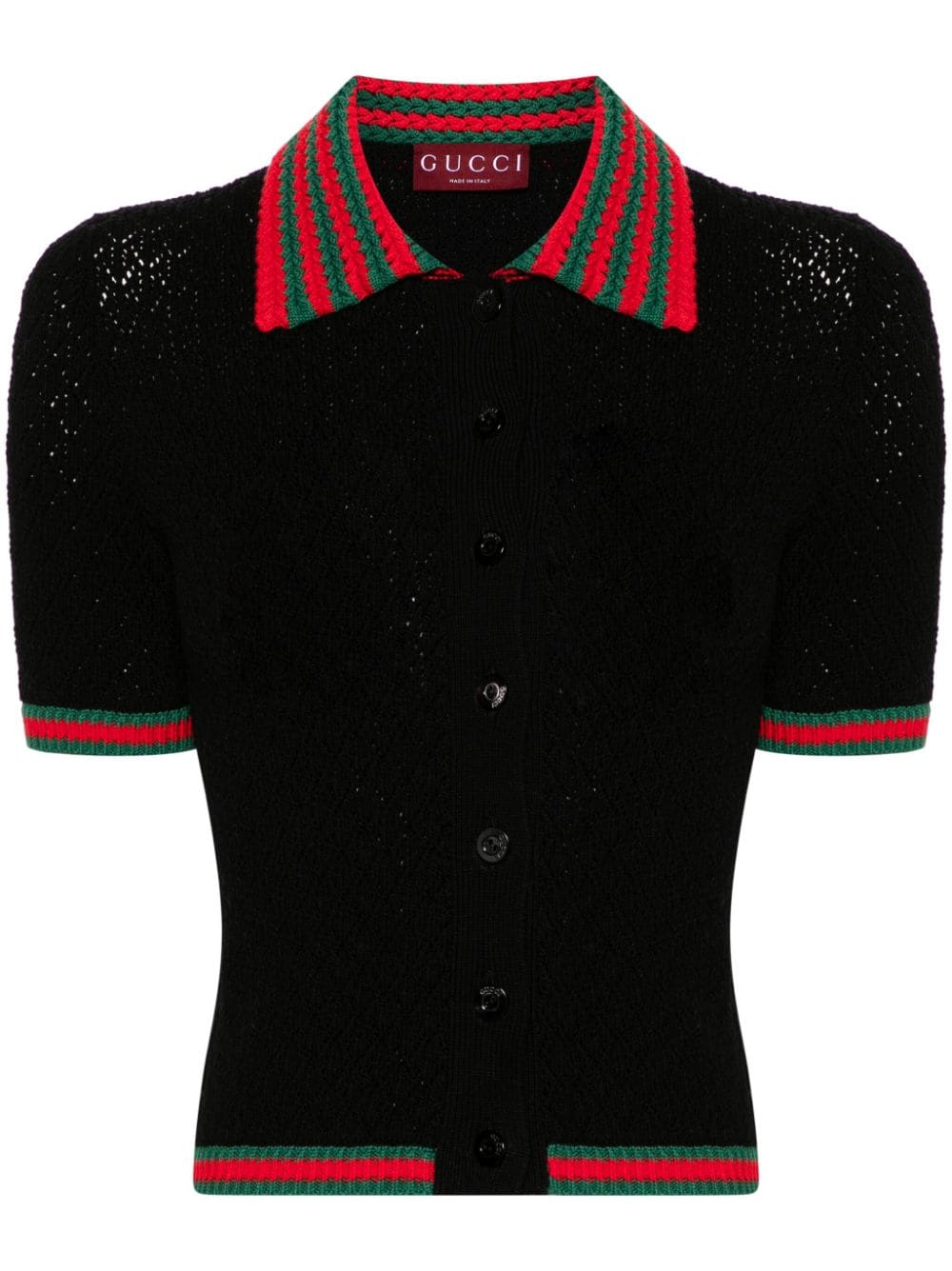 Gucci Web-trim crochet-knit cardigan - Black von Gucci