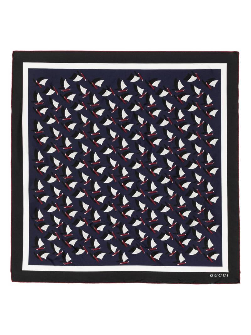 Gucci abstract-pattern organic silk scarf - Blue von Gucci