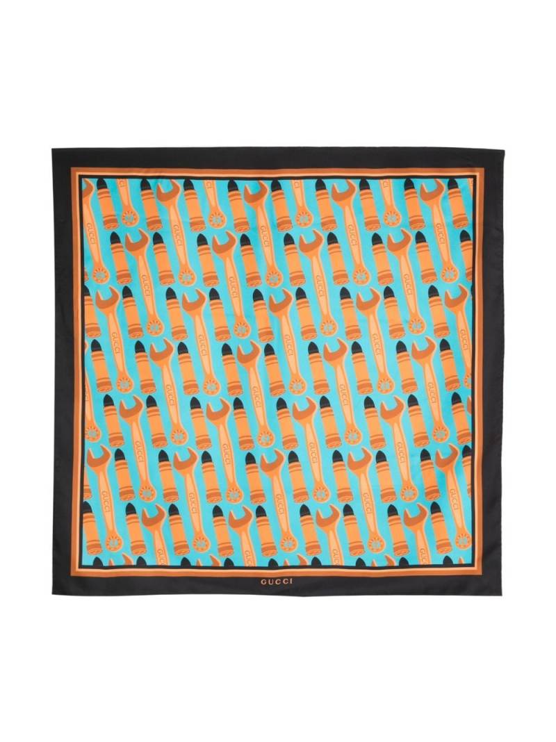 Gucci all-over graphic-print foulard - Blue von Gucci